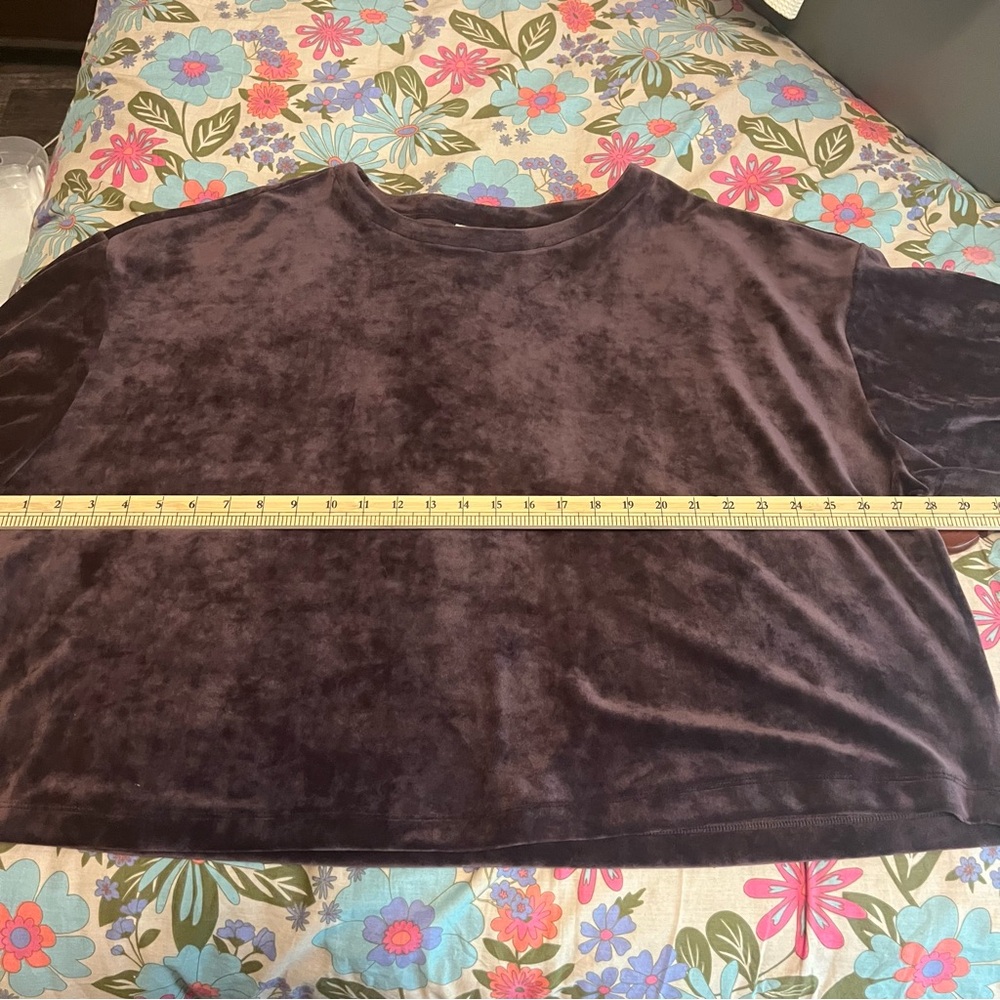 J Jill pure Jill  Velvety velour Top Rich Purple soft dropped shoulder size XL - Picture 6 of 7